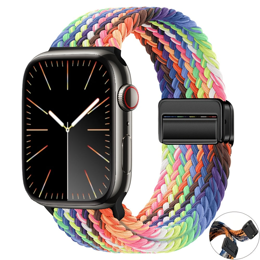 Bir nechta ranglarda Apple Watch Series 1-10 Ultra uchun sozlanadigan naylon magnit soat bandi