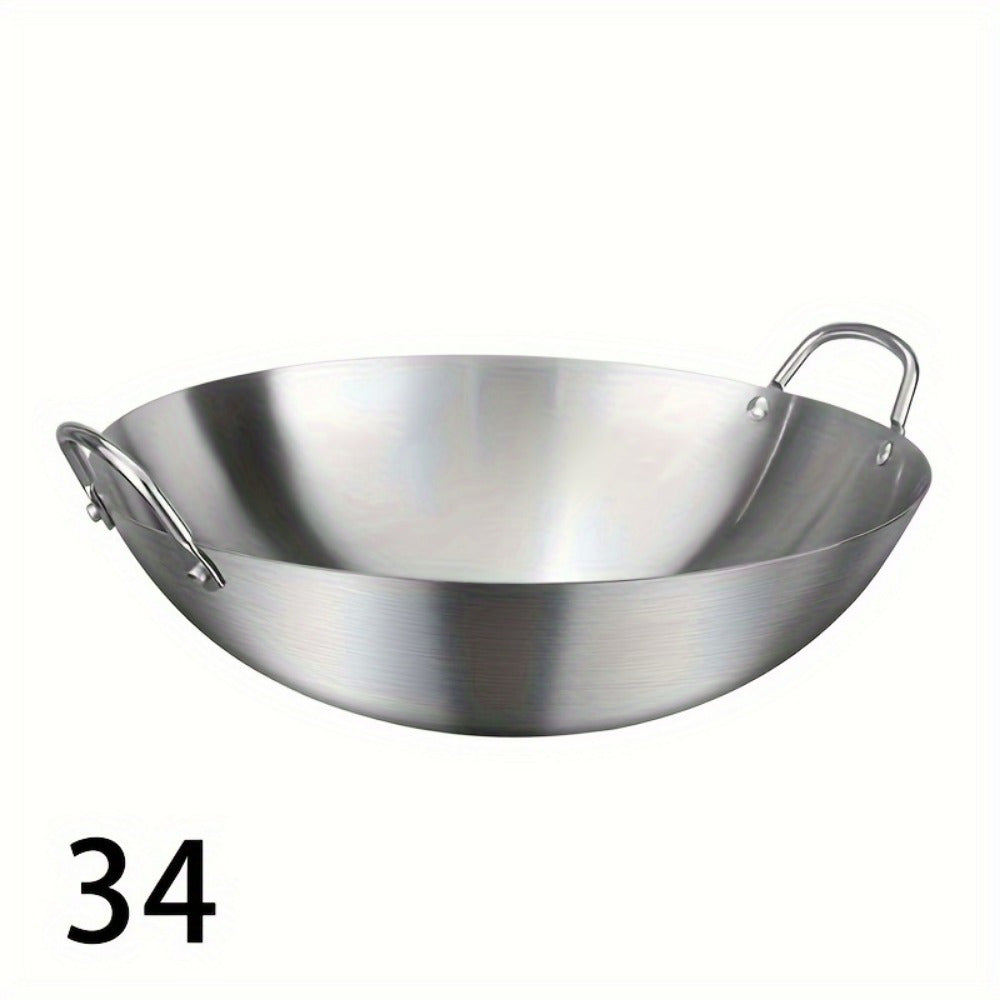 40 см нержавеющая сталь Вок с двойными ручками для коммерческого и домашнего использования