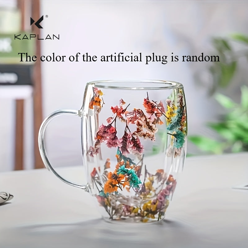 1 dona, 10.14 oz ikki qatlamli espresso stakani, ichida gullar bilan, barcha mavsumlar uchun izolyatsiyalangan, ideal tug'ilgan kun sovg'asi.