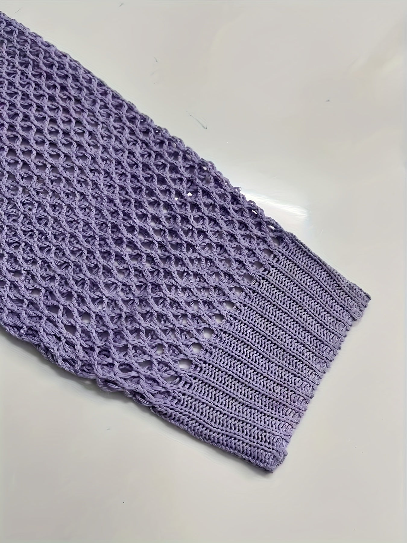 Suéter de encaje para mujer con hombros descubiertos, semi-transparente, de manga larga, talla grande