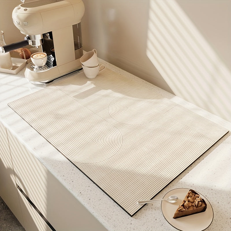 Modern Geometric Stripe Diatomaceous Earth Coffee Mat Absorbent Non-Slip Drying Pad