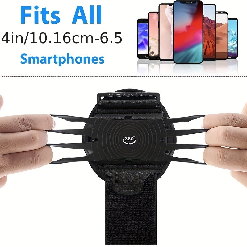 Wrist Phone Holder with Detachable Design 360° Rotation for 4.7-6.5 Inch Smartphones and Keychain Arm Band
