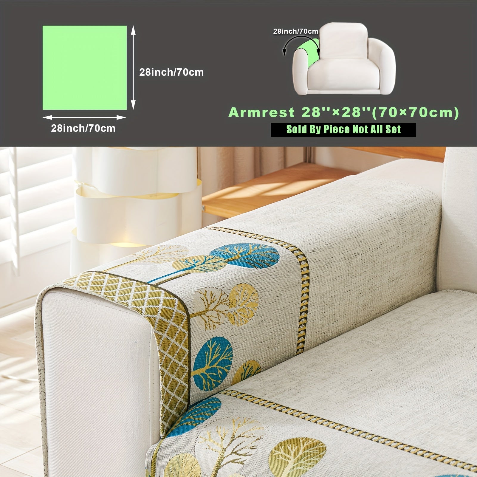 Bohemian Style Sofa Cover with Moonlight Forest Tree Pattern Non-Slip Machine Washable for Single to Quadruple Seat Sofas