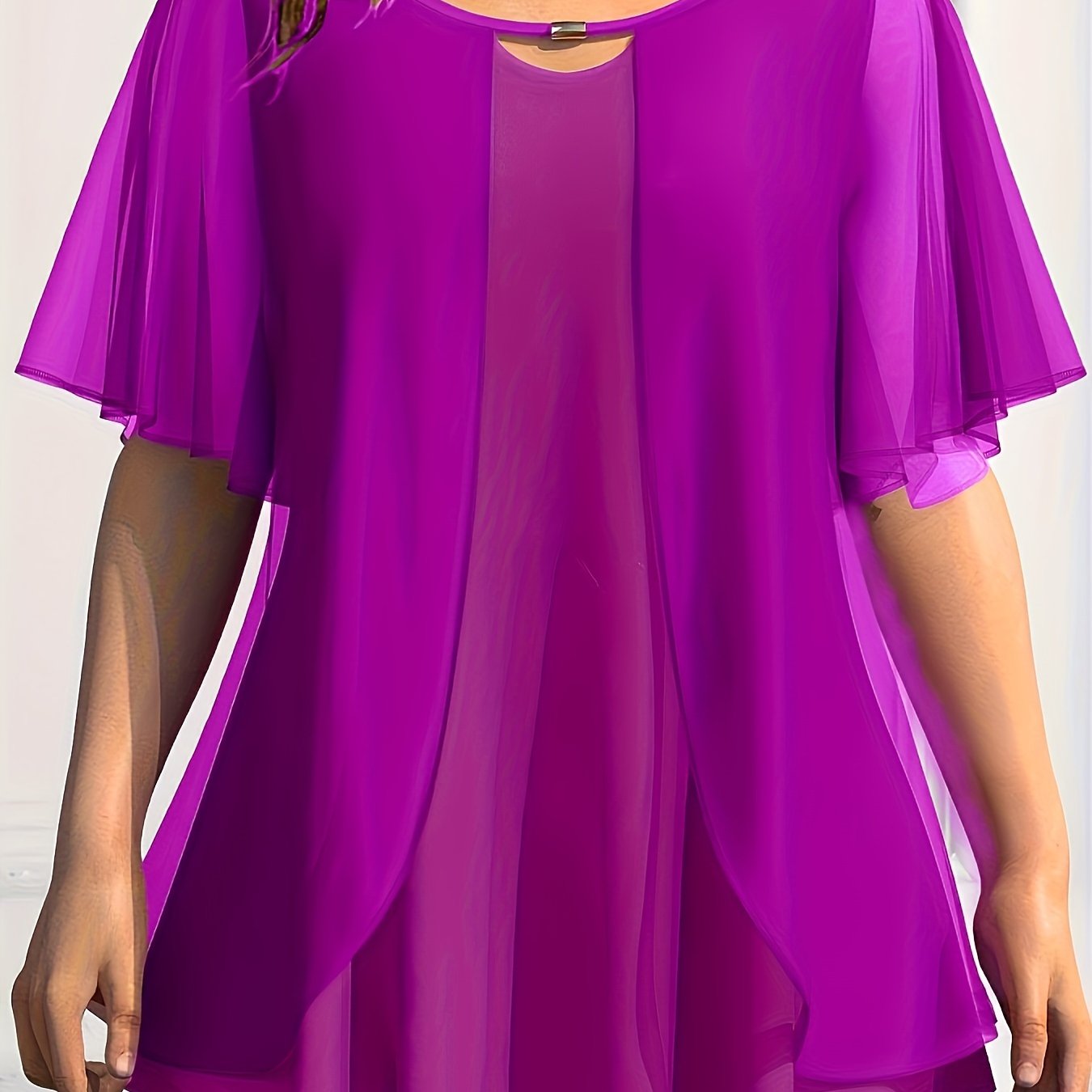 Plus o'lchamli ayollar uchun ochiq yelka chiffon kofta yozgi yengil nafas oladigan