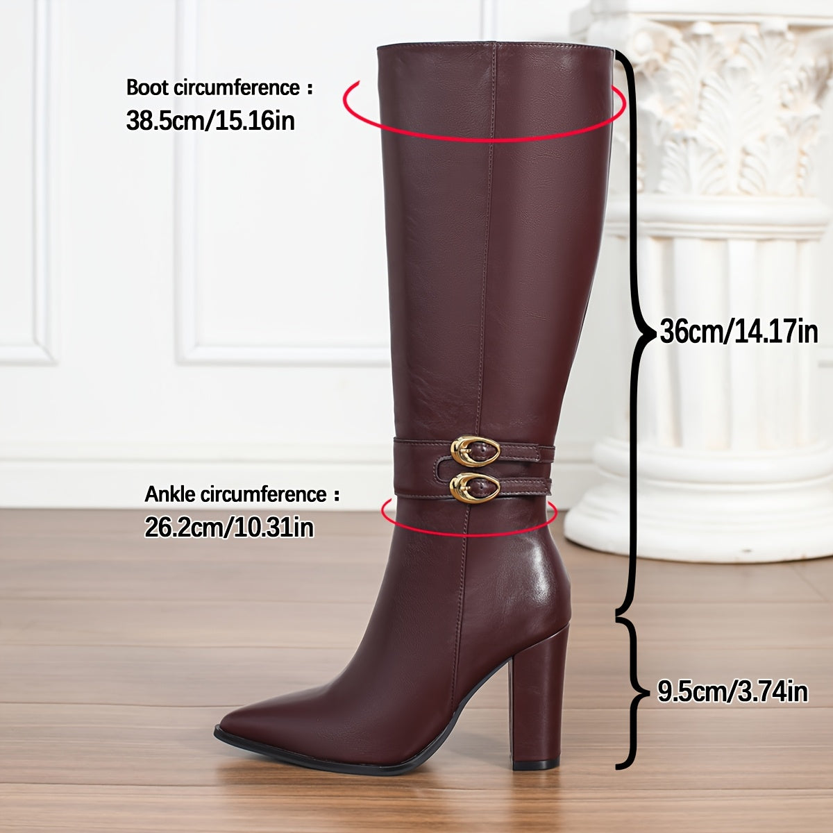 Ayollar uchun qizil faux charmli yuqori qadamli oyoq kiyimlar, katta o'lcham, qishki