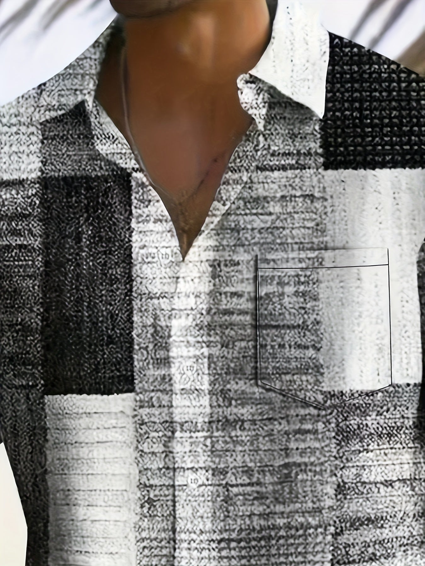 Erkaklar uchun plussiz casual qisqa yengli ko'ylak, tugmachali yopish, geometrik chiziqli naqsh, bahor/kovak uchun tor kesim, bohem uslubida elegant.