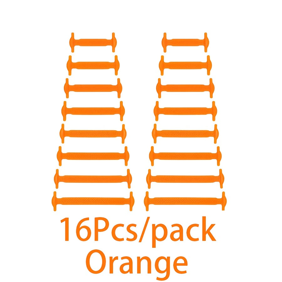 16-Pack Silicone No-Tie Shoelaces Waterproof Stain-Resistant Lightweight