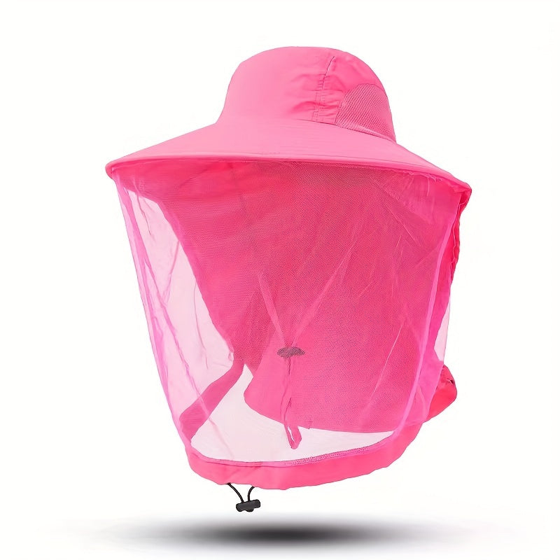 Outdoor Mesh Hat with Face Cover Sun Protection Breathable Mask for Fishing