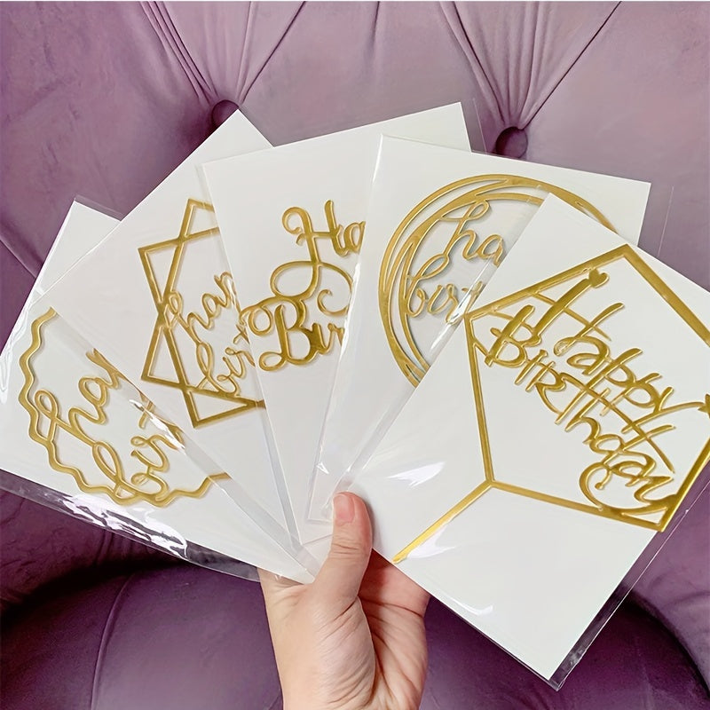 10 ta Tug'ilgan Kuniga Bag'ishlangan Karta Qo'shimchalari to'plami, tasodifiy oynali oltin 