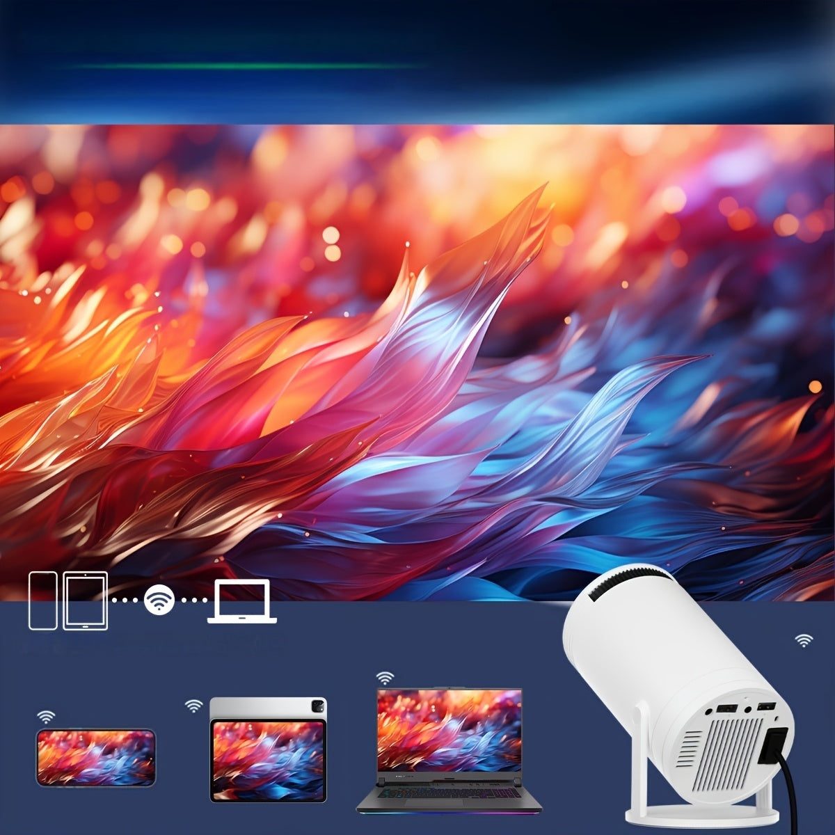 Mini WiFi Projector with HD 1080P 4K Support for Home Theater and Camping