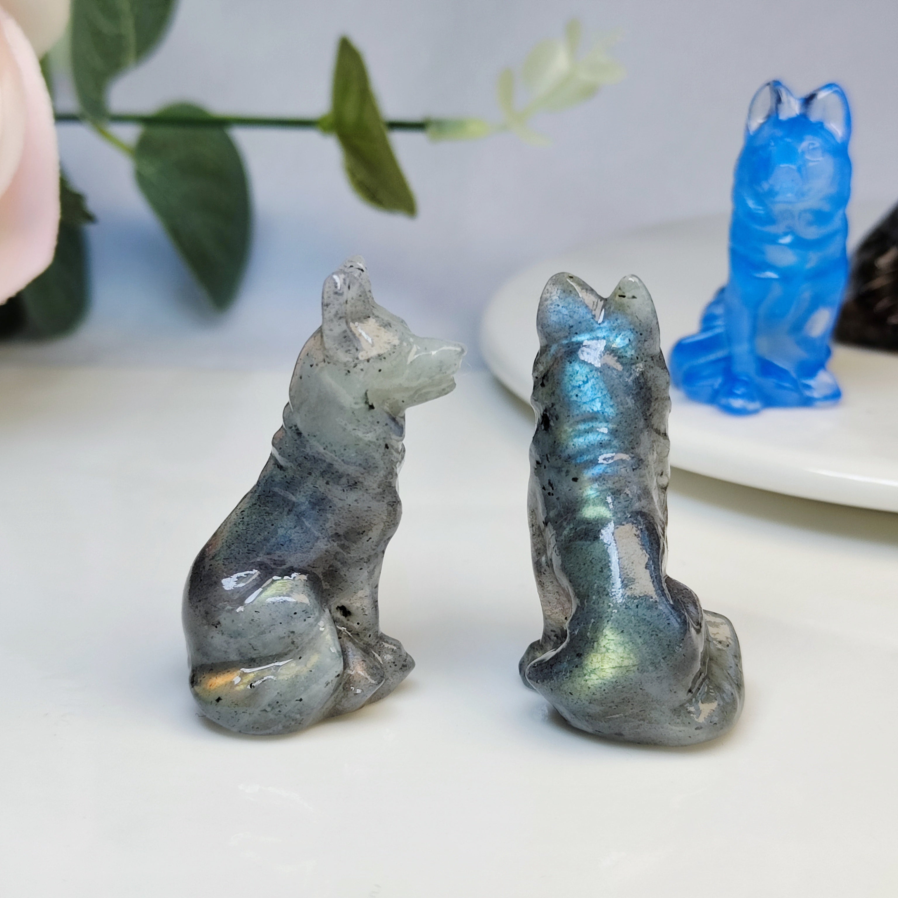 Кристальная резная фигурка волка, декоративное животное, скульптура для домашнего декора и подарков