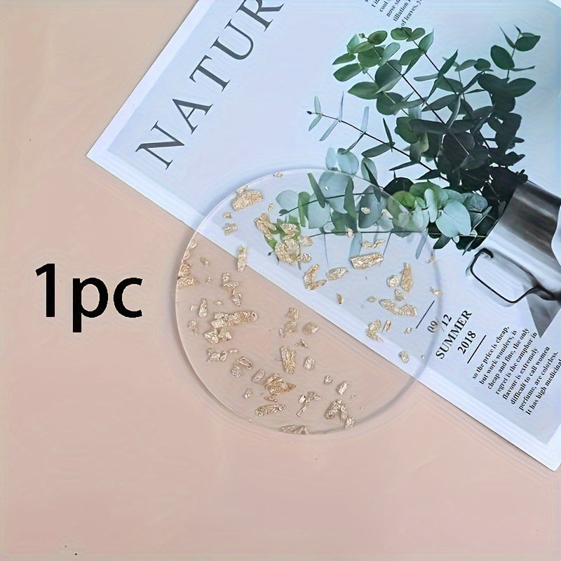 Luxury Gold Foil Acrylic Coaster Set Heat-Resistant Round Table Protector for Home Decor