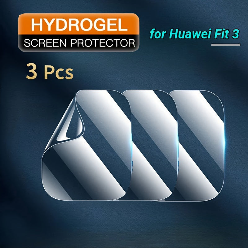 3pcs Hydrogel Screen Protectors for Huawei Watch Fit 3 Scratch-Resistant High Clarity Easy Installation