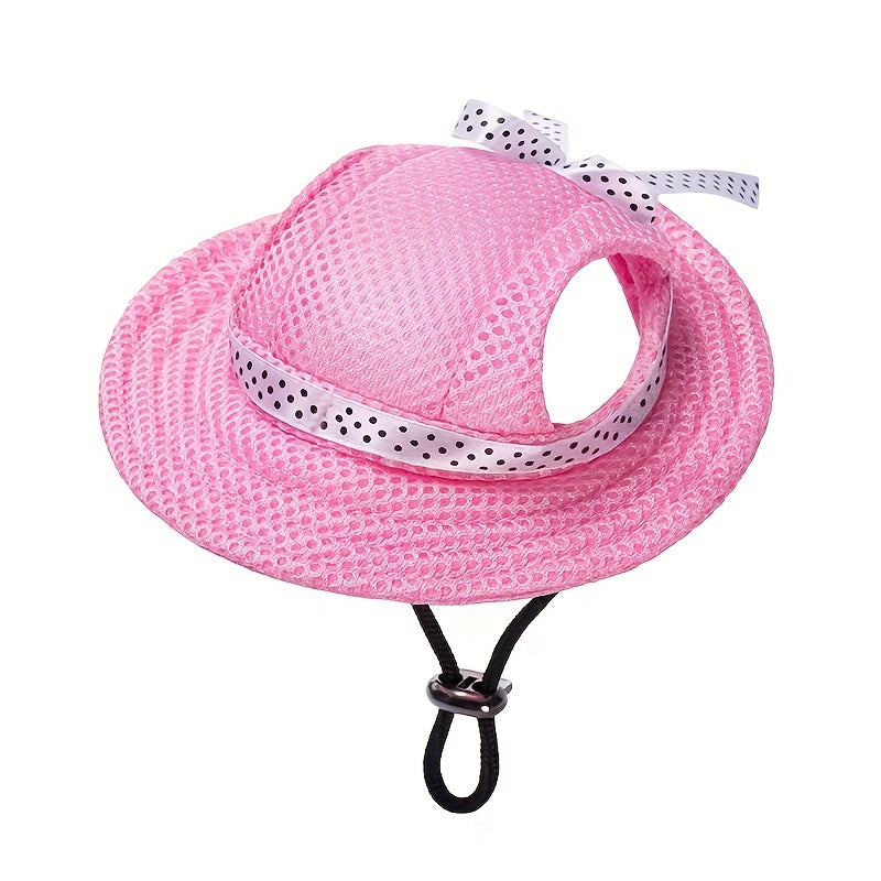 Dog Sun Hat Mesh Breathable Adjustable Snap Closure for Outdoor and Grooming