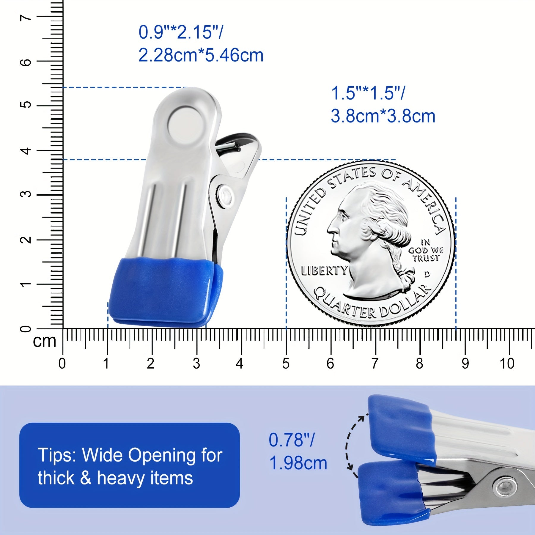 Juego de 50 pinzas de ropa de acero inoxidable para colgar ropa y fotos