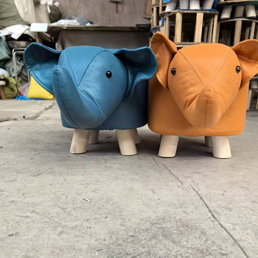 Animal Shaped Elephant Stool, Small Wooden Coffee Table and Shoe Bench