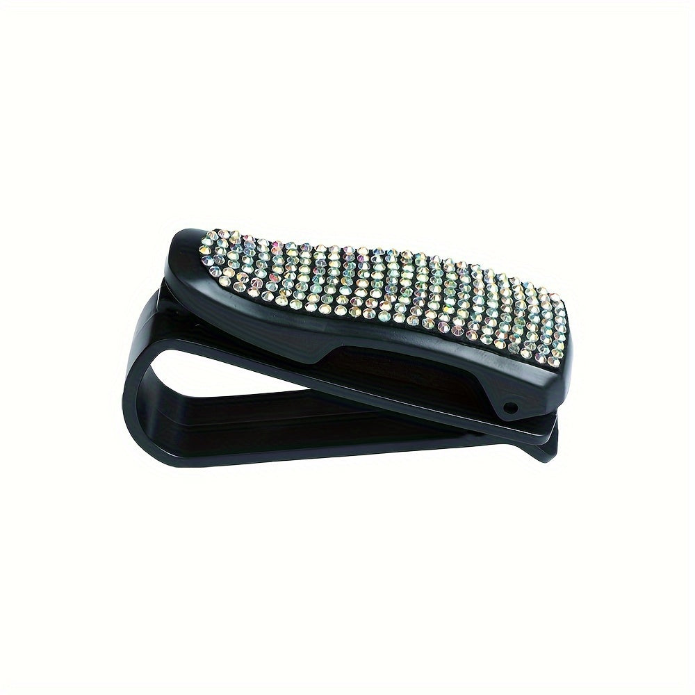 Unisex Rhinestone Sun Visor Glasses Holder Dazzling Multi-Color Jewelry Clip