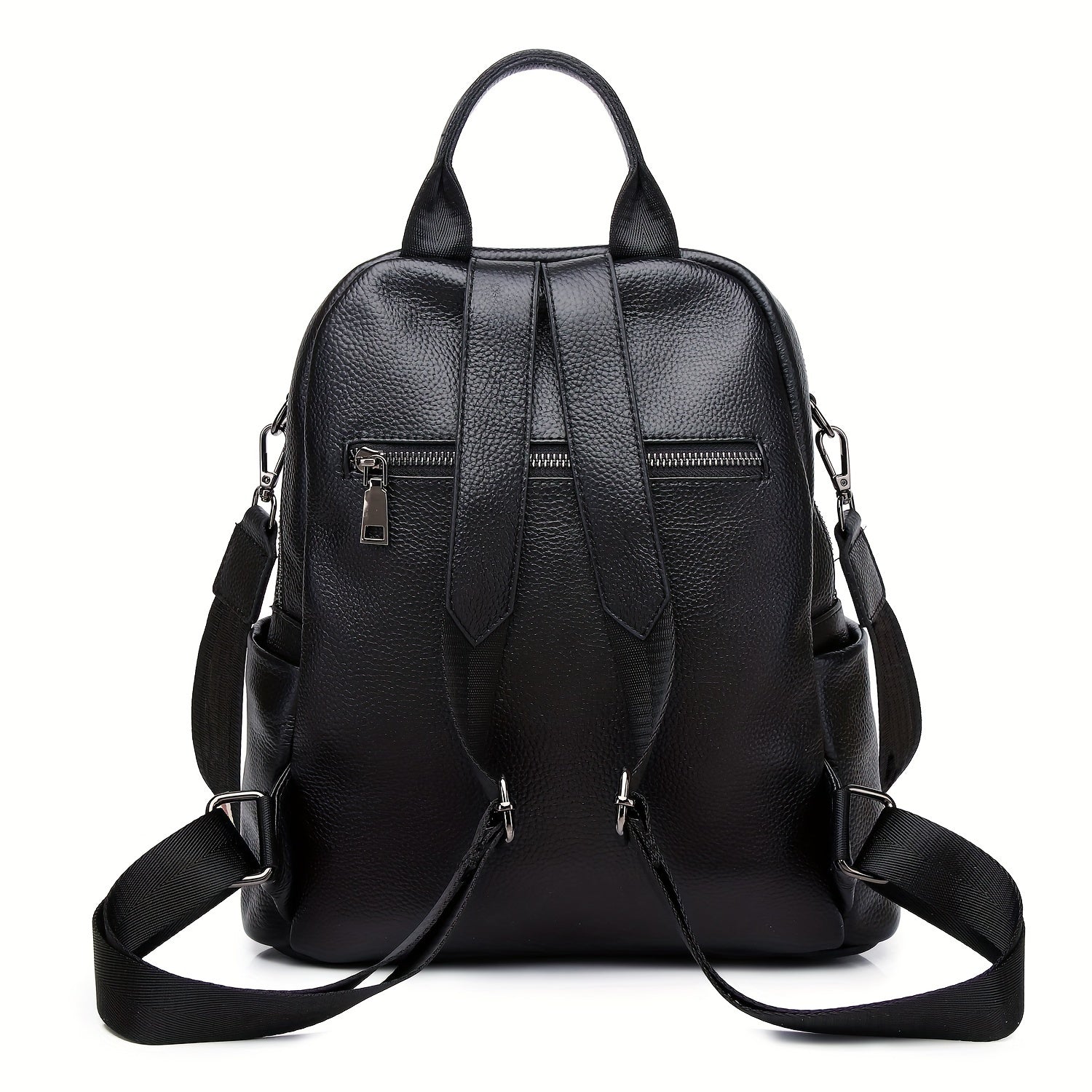 Women's Genuine Leather Backpack Anti-Theft Large Capacity Korean Style Black