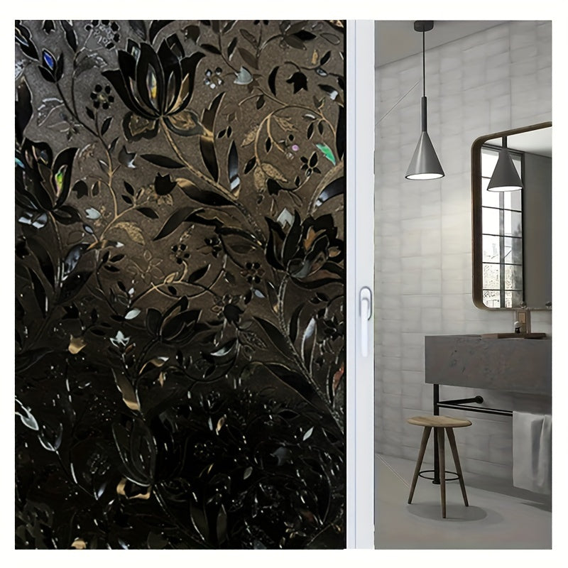 Black Tulip Style Glass Privacy Window Film 300cm x 45cm Plastic Non-Transparent