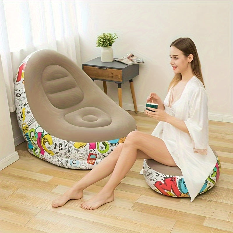 Qorong'i Inflatable Lounger Sofa oyoq uchun tayanch bilan, chidamli plastmassa, uy bezaklari
