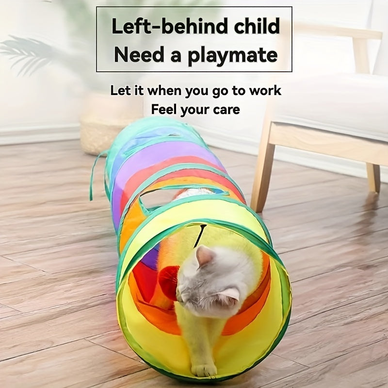 Foldable Pet Tunnel for Cats and Dogs, Polyester, Interactive Play and Training