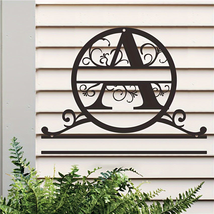 Maxsus metall oilaviy nom yozuvi bilan monogram va familiya, ob-havo sharoitiga chidamli, bardoshli va teksturali yakuniy uchun uy bezaklari