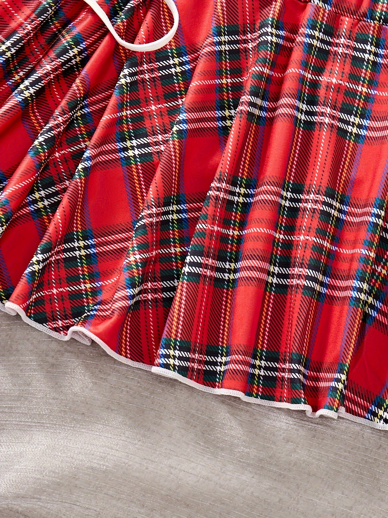 Women's Floral Plaid Halter Neck Lingerie Set with Tie Details