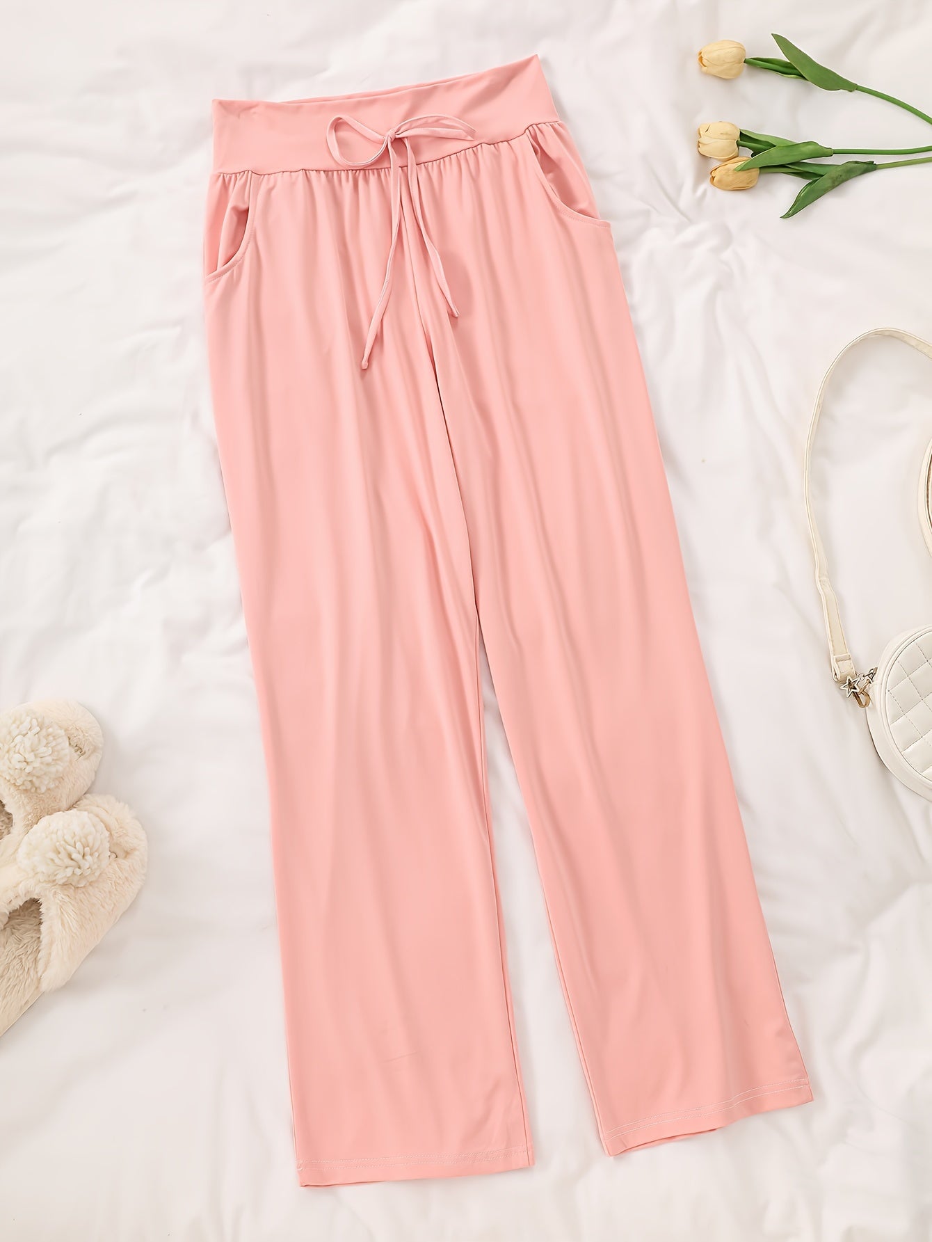 Women's Cozy Pajama Pants 3-Pack Polyester Elastane Black Gray Brown