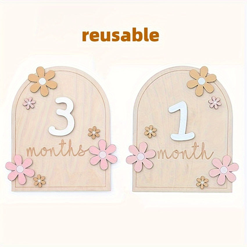 Wooden Milestone Birth Sign Set for Baby Photography and Growth Tracking