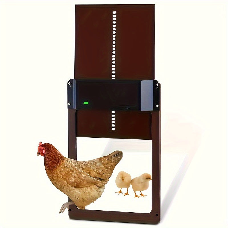 Puerta automática de plástico para gallinero con sensor de luz alimentada por batería