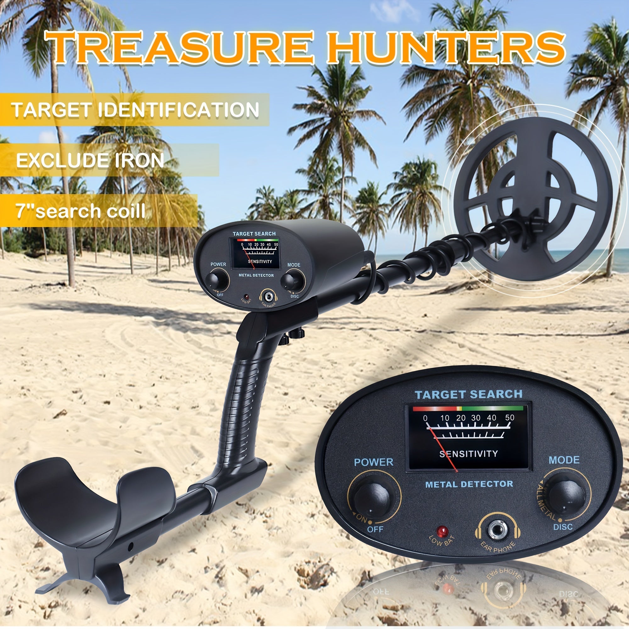 High-Sensitivity Metal Detector for All Ages Adjustable Height All-Metal Detection