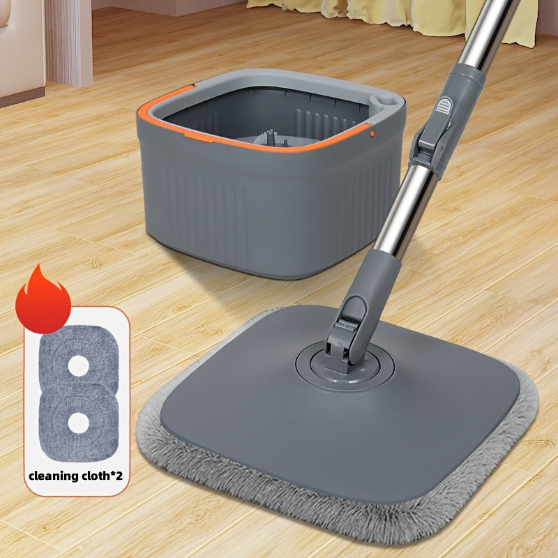 Hands-Free Mop and Bucket Kit with Reusable Pads for Hardwood and Tile Floors