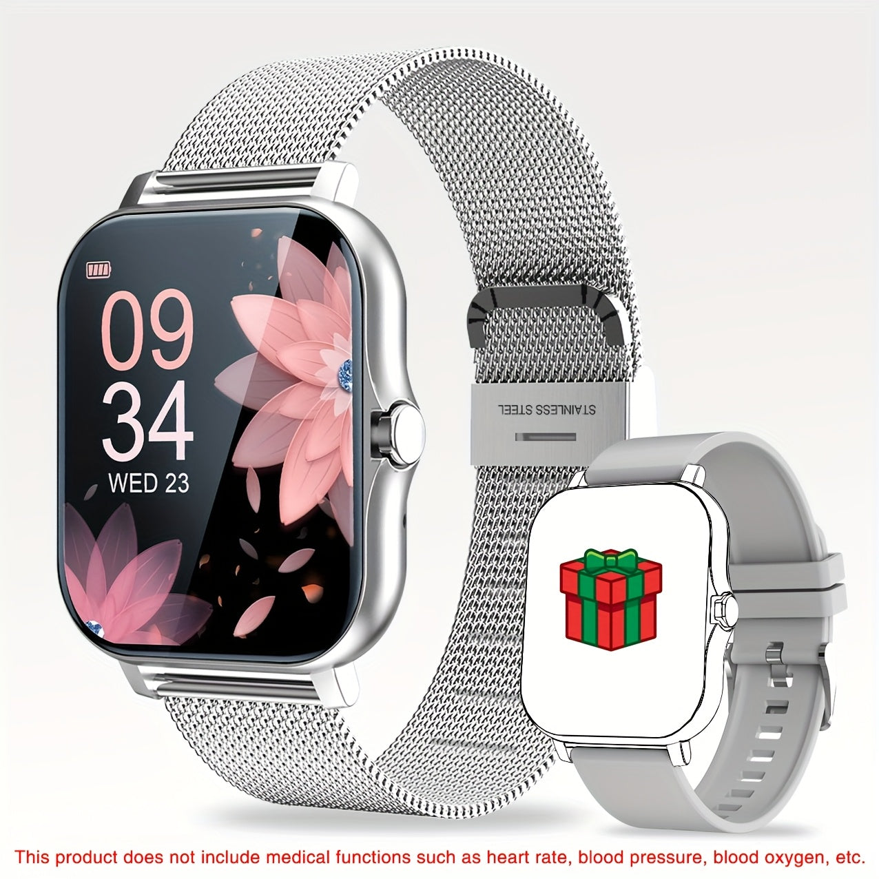 Smart Watch with Touch Screen Call Function Fitness Tracker Zinc Alloy Case Silicone Band