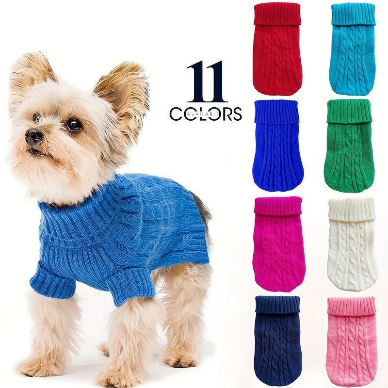 Small Dog Sweater Turtleneck Pullover for Winter Autumn Knit Polyester Toy Breed