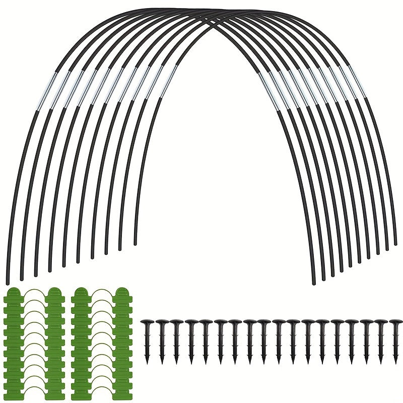 90 Pieces Greenhouse Hoop Tunnel Kit Removable Fiberglass Cold-Proof Garden Tunnel