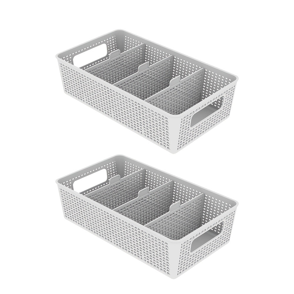 Multi-Purpose Woven Storage Box with Divider for Bathroom and Kitchen Cabinets 1-8 Pieces