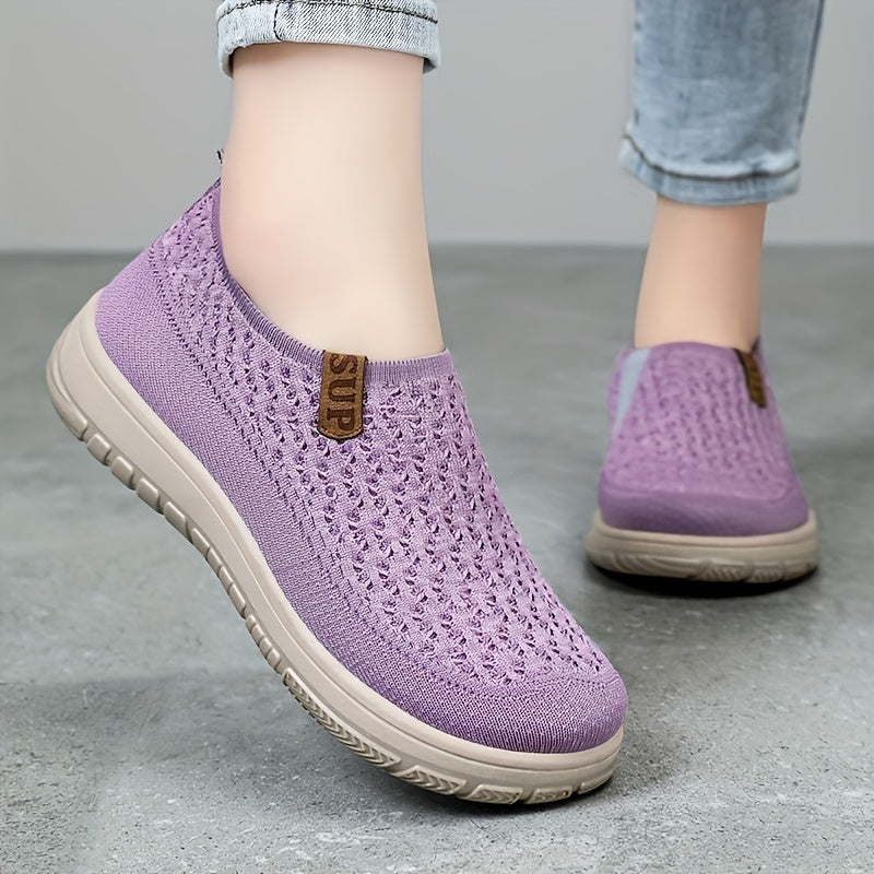 Women's Slip-On Casual Sneakers - Breathable Knit, Lightweight, All-Season