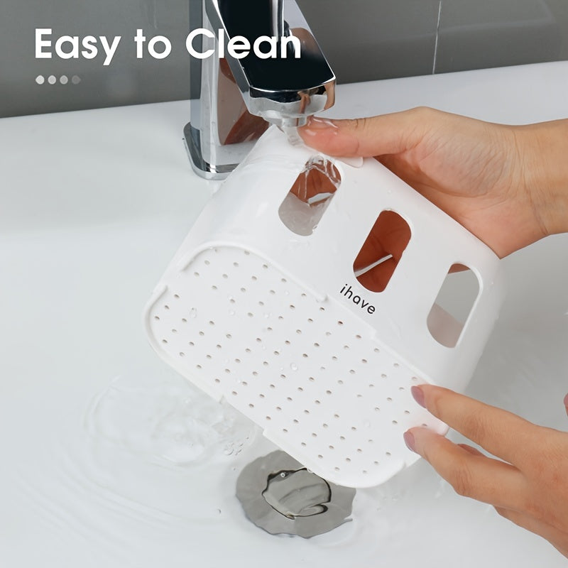 Держатель для зубных щеток в ванной с 5 слотами и 2 отверстиями для подвешивания, белого и зеленого цвета, для домашнего декора.