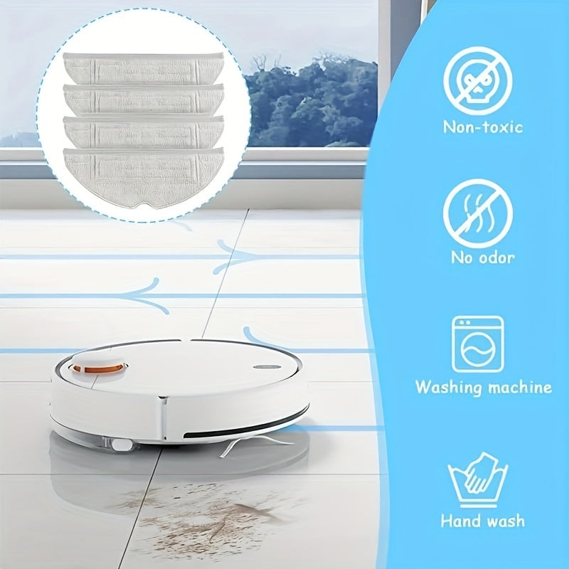 Set of 4 Microfiber Mop Pads for S8/S7 Series, Washable, Durable Adhesive Backing