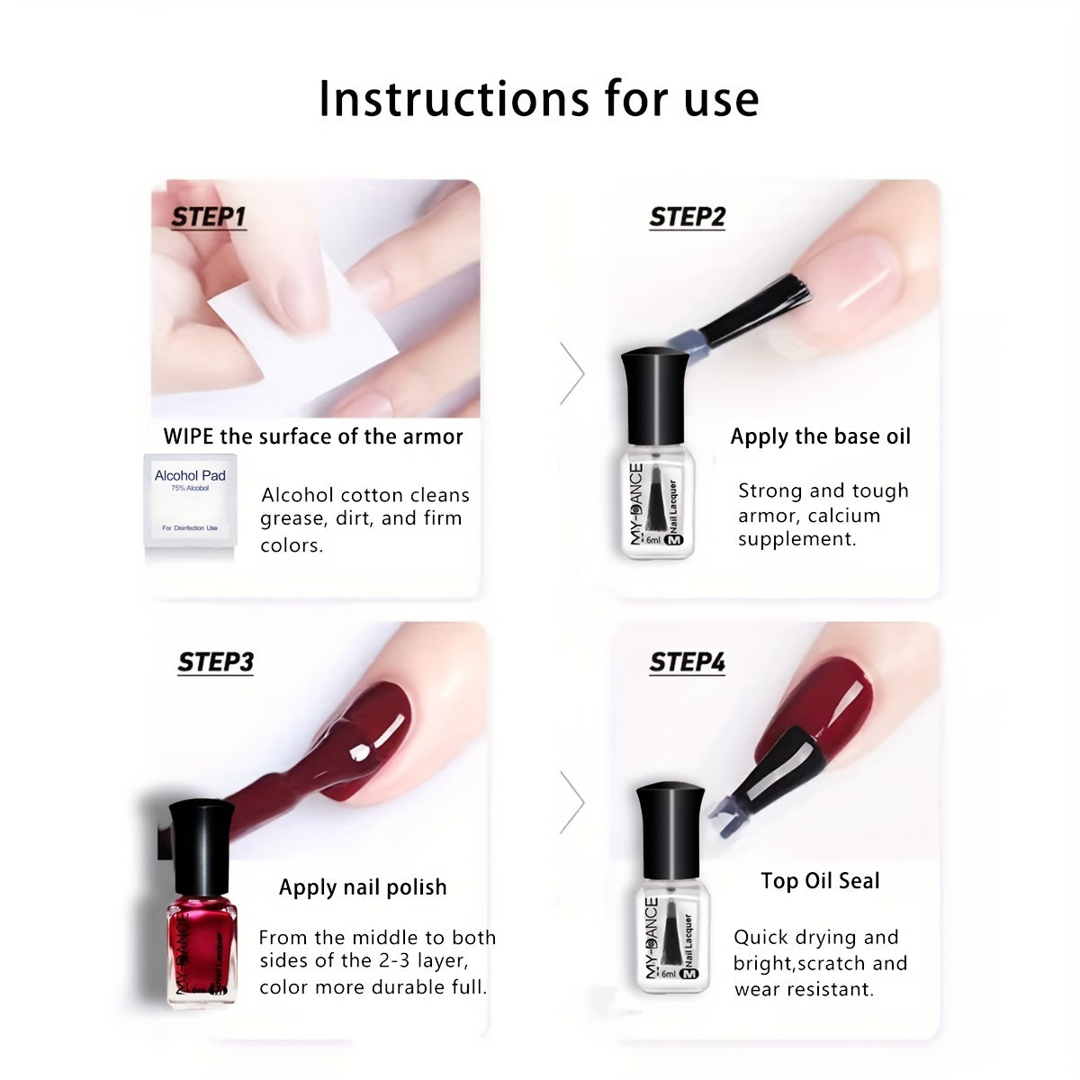 Women Metallic Black Nail Polish Quick-Dry Long-Lasting Glossy