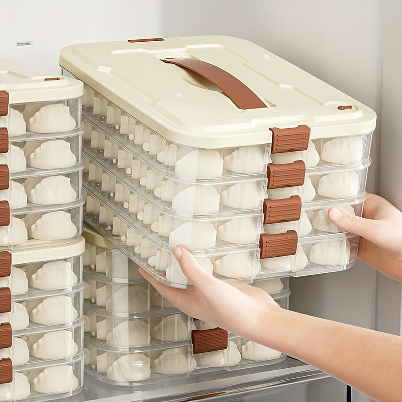 Leakproof Multi-Layer Dumpling Wonton Food Storage Container Stackable Freezer Organizer