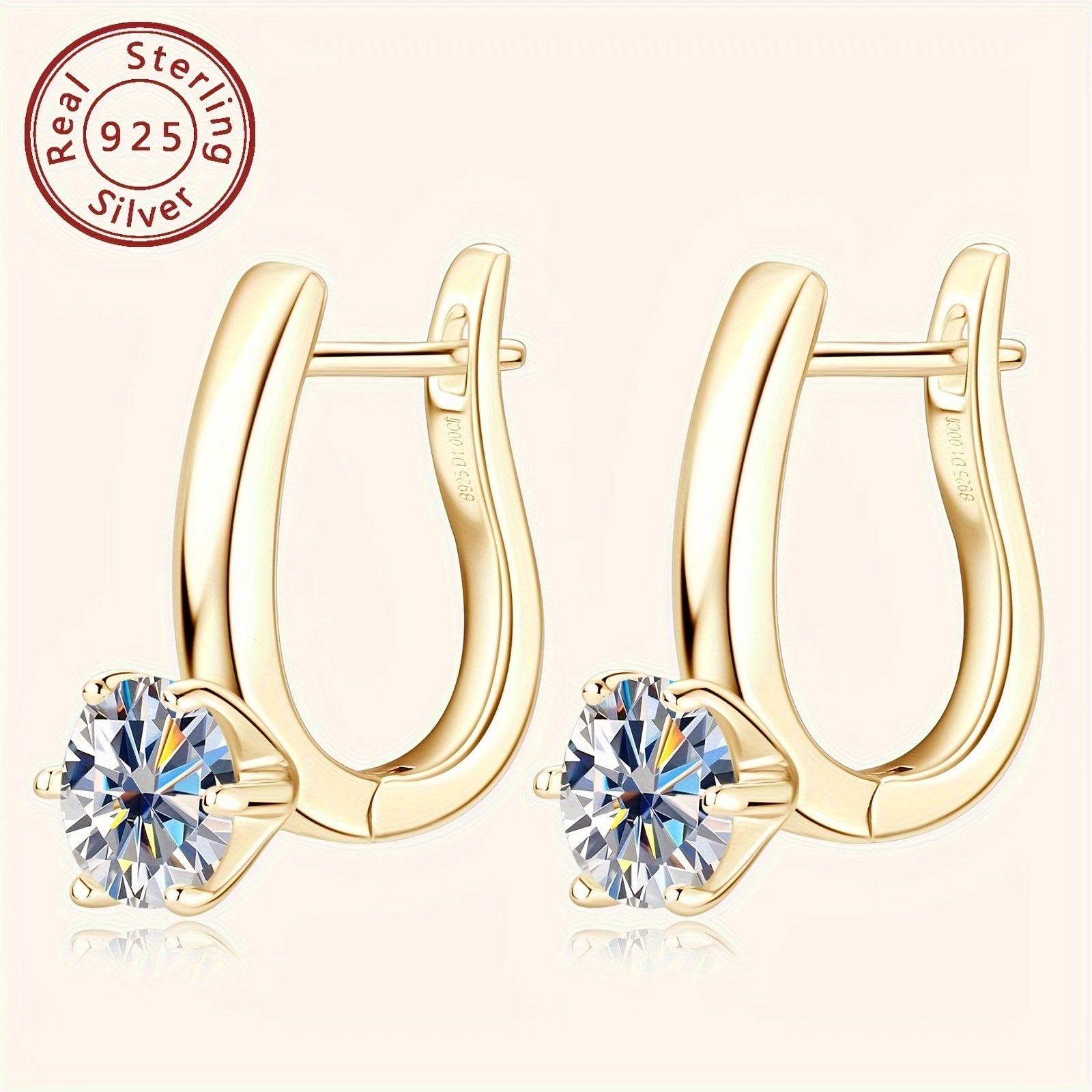 Sterling Silver Earrings with Mozambique Stone and U-Shaped Ear Cuffs