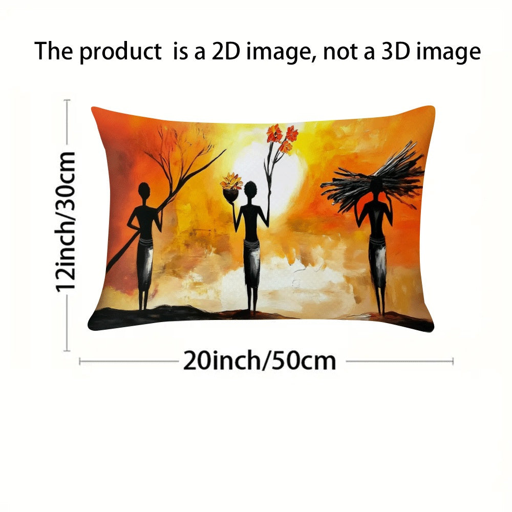 African Women Art Flannel Pillow Covers Set 50.8x30.48 cm Decorative Love Theme Pack