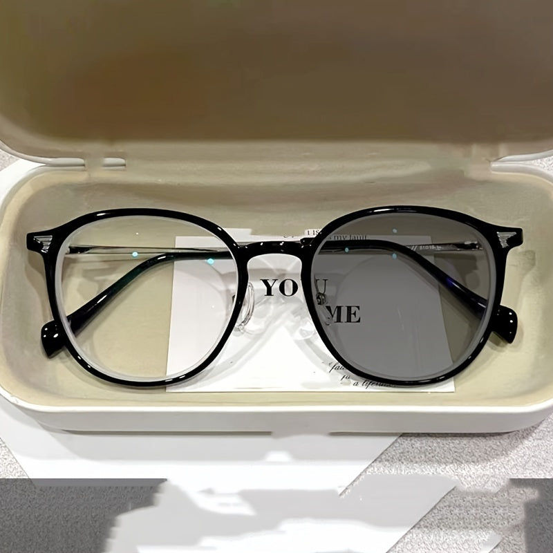 Anti-Blue Light Flat Glasses Frame Ultra-Light Oval Color-Changing