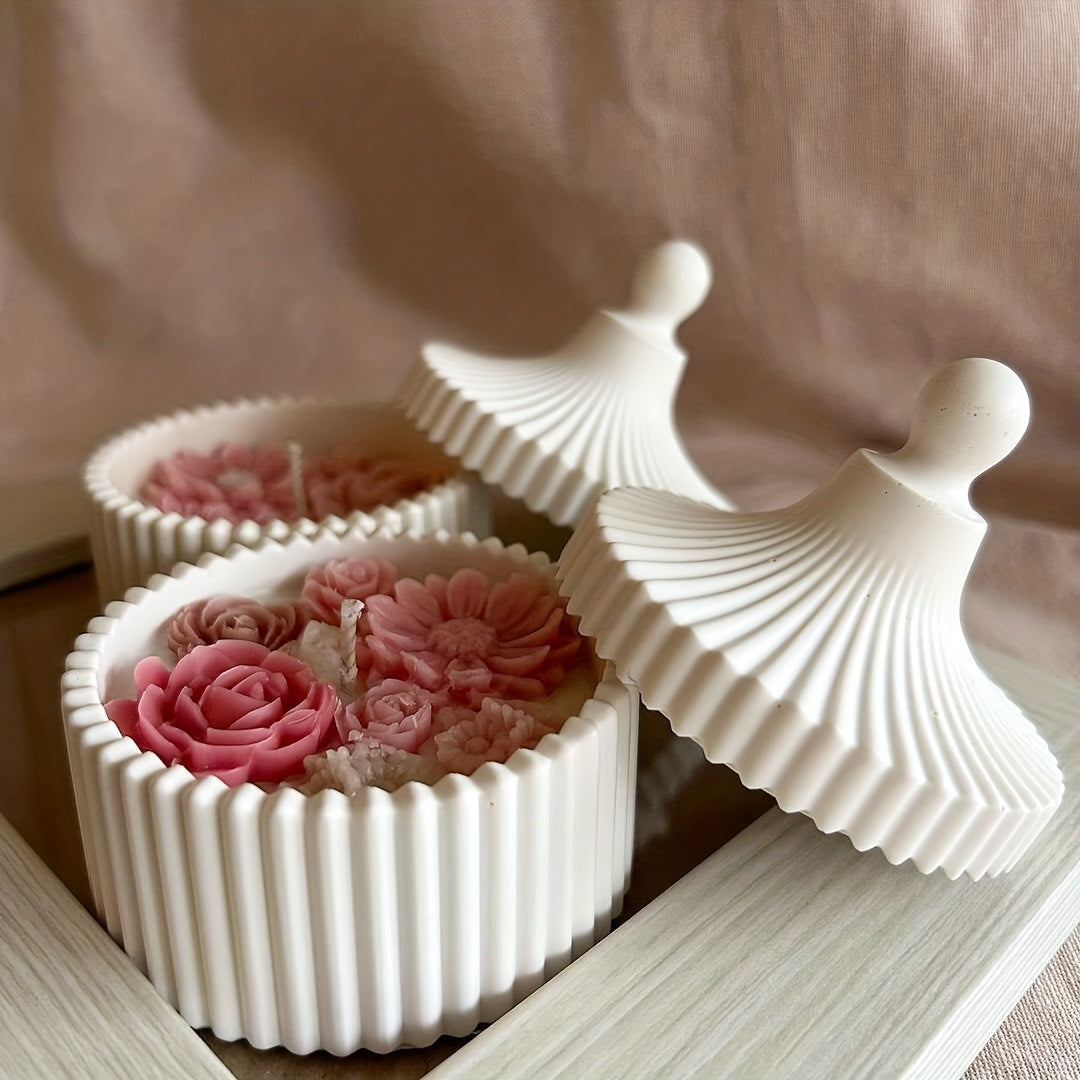 Resin Mold Set for Striped Storage Box with Lid for DIY Jewelry Crafts