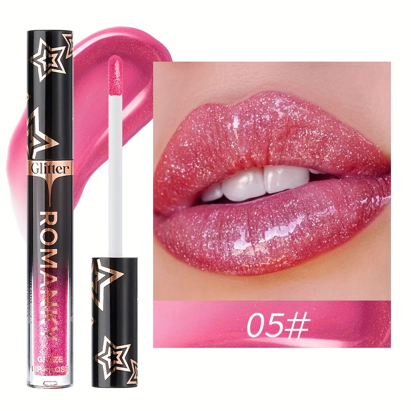 Women Pearlescent Liquid Lip Gloss Long-Lasting Shine Colors Orange Pink Red