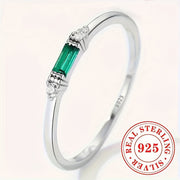 Кольцо из стерлингового серебра с бриолетом из кубического циркония и зеленым драгоценным камнем для женщин