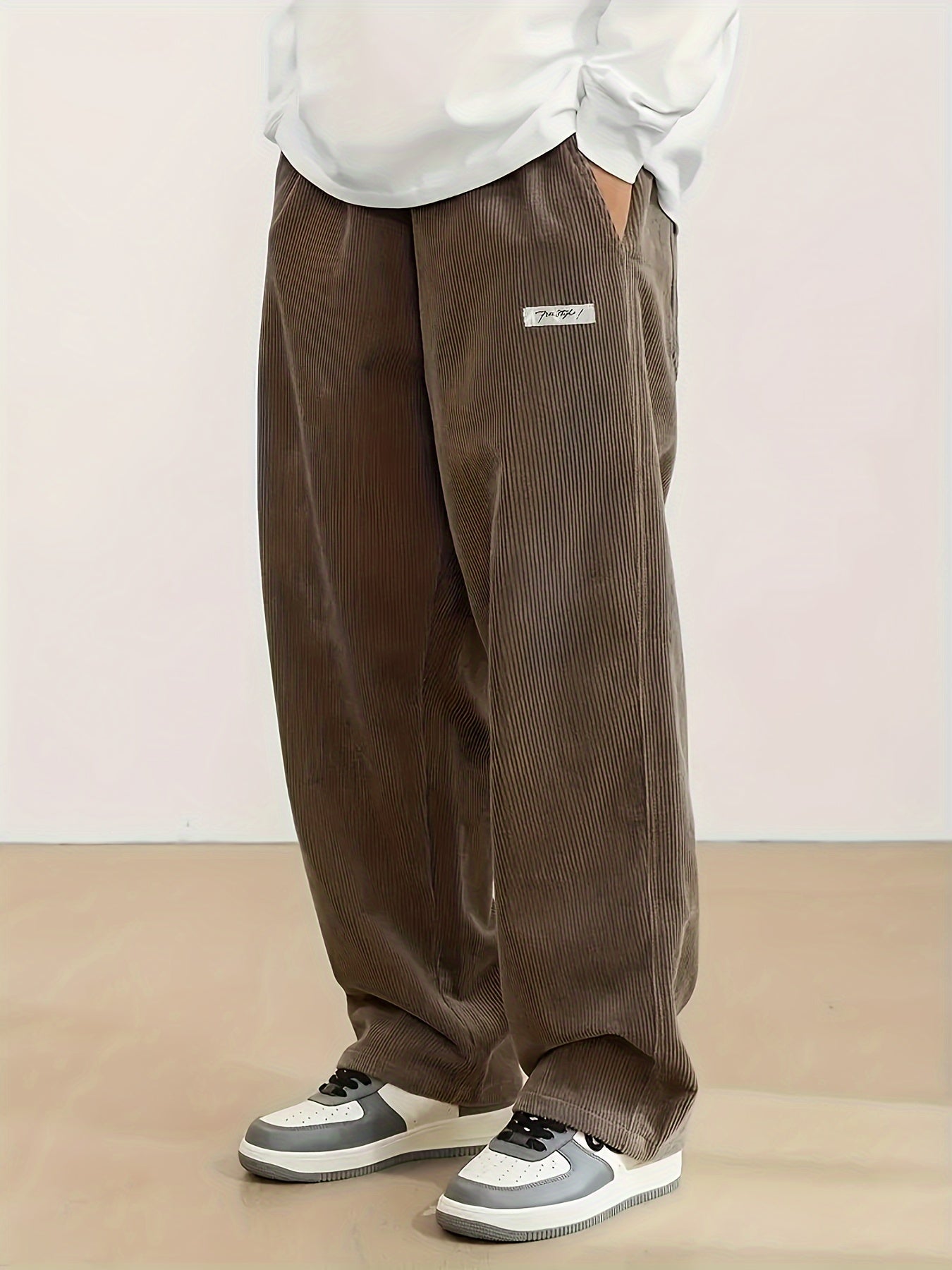 Men's Corduroy Pants Casual Fall Winter with Pockets and Slight Stretch