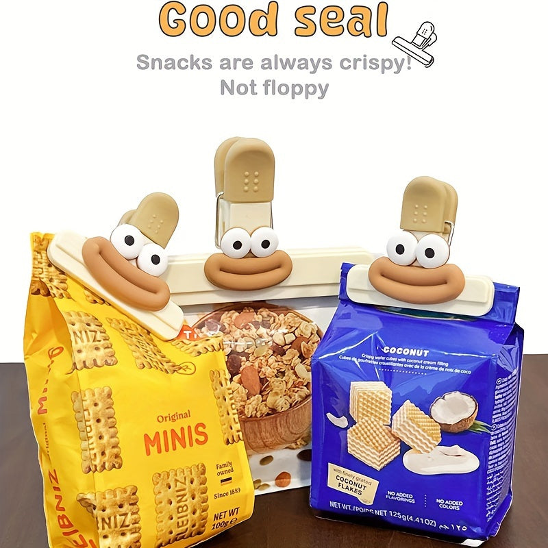 Juego de 3 clips de plástico para bolsas de comida, sellador grande y pequeño para aperitivos