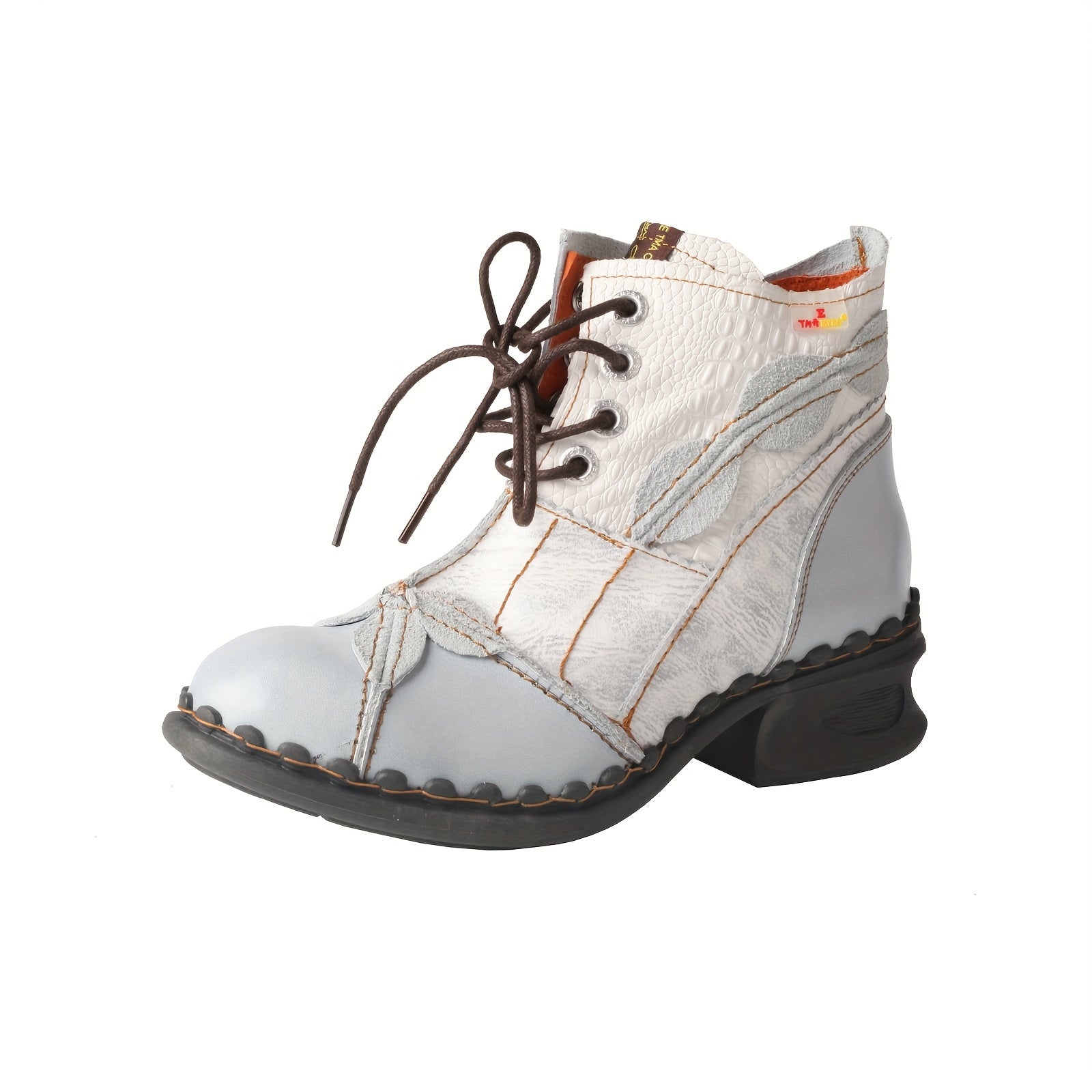 Women's Faux Leather Ankle Boots Fleece-Lined Low-Top Lace-Up